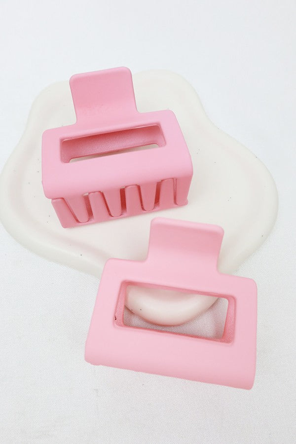 2PK Matte Color Rectangle Hair Clip Set