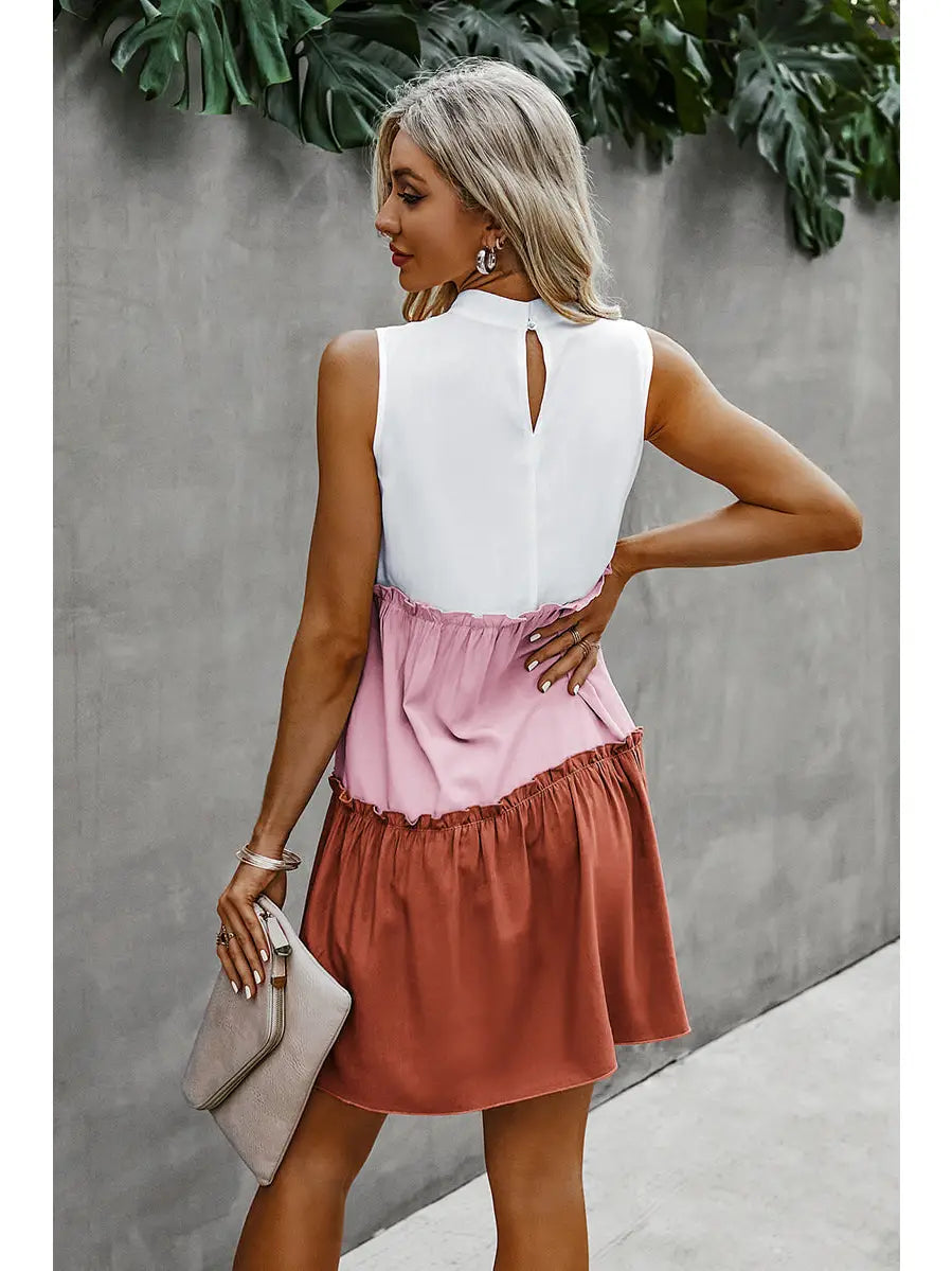 Color Block Ruffle Tiered Dress