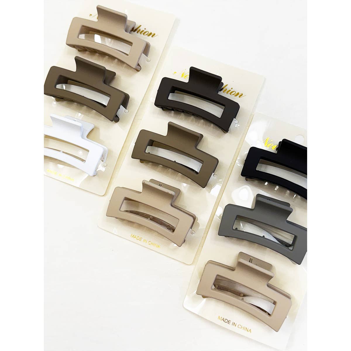 Neutral Color Mini Rectangle Hair Claw Set
