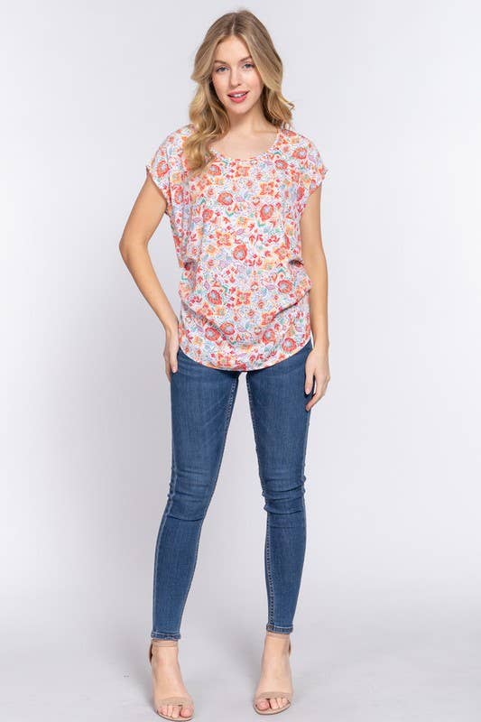 Short Dolman Sleeve Round Neck