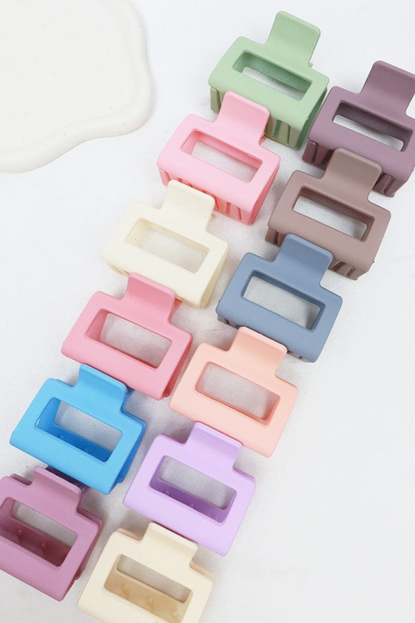 2PK Matte Color Rectangle Hair Clip Set