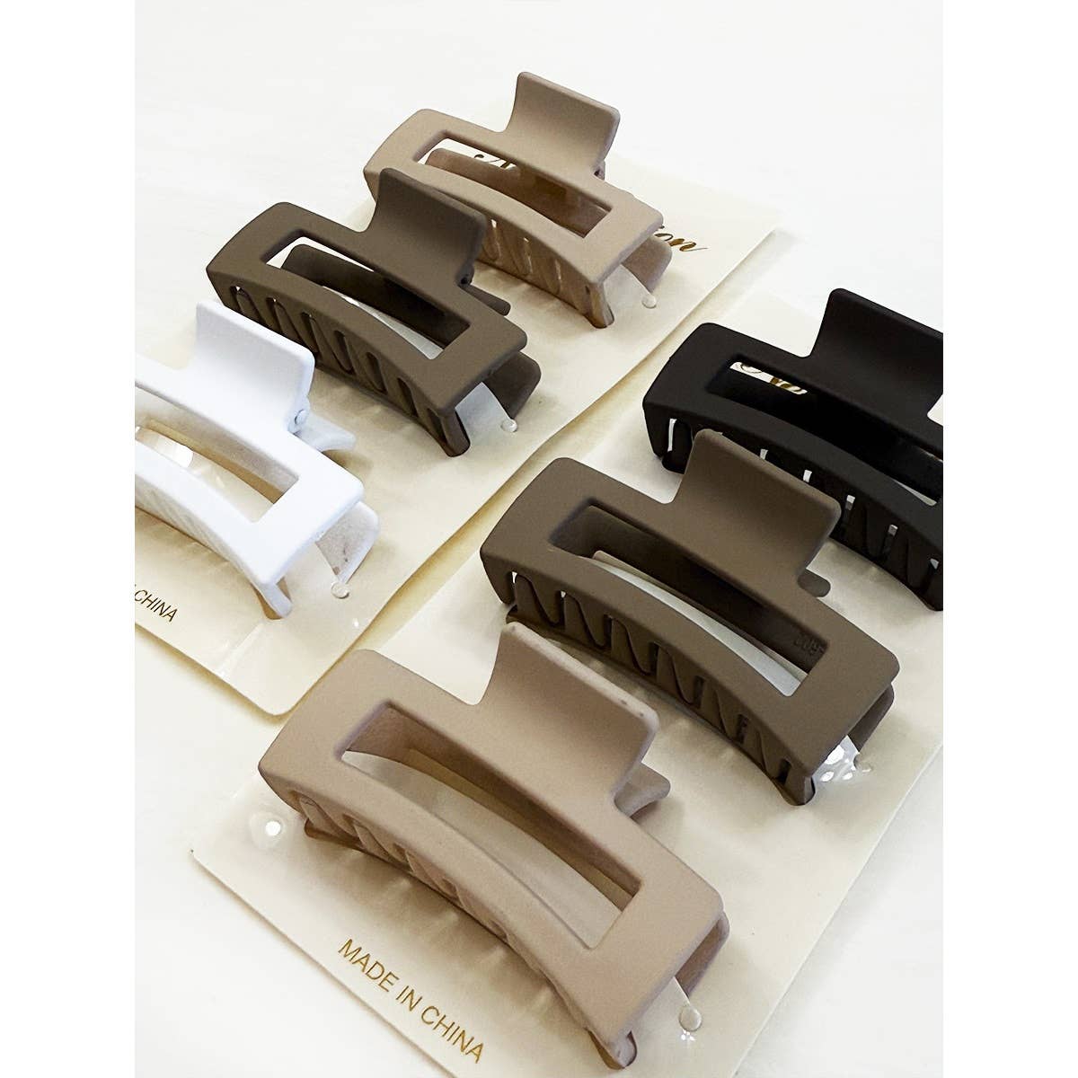 Neutral Color Mini Rectangle Hair Claw Set