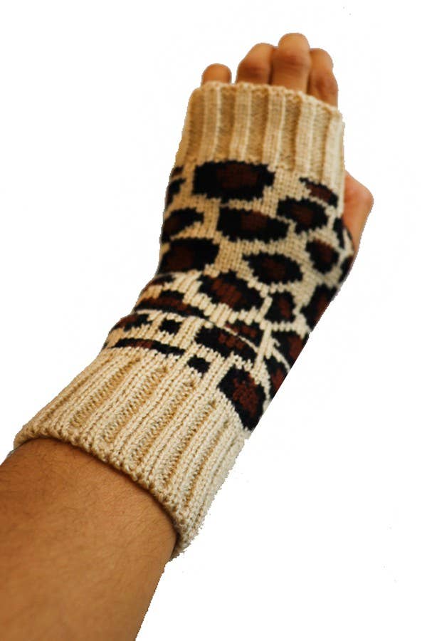 Leopard Print Knit Gloves