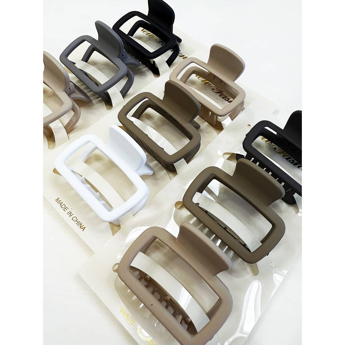 Neutral Color Medium Rectangle Hair Claw Set