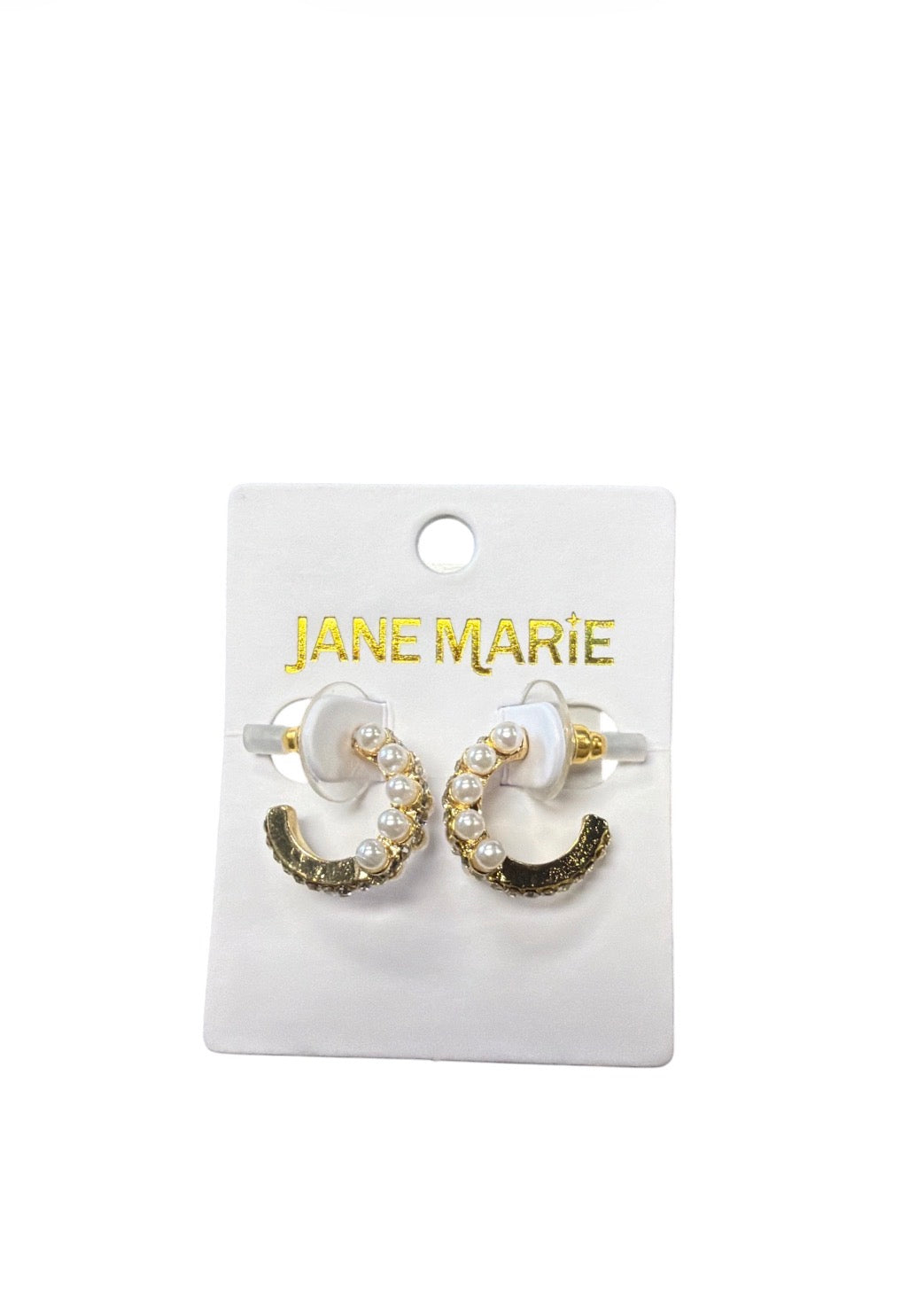 Mini Pearl Rhinestone Hoops