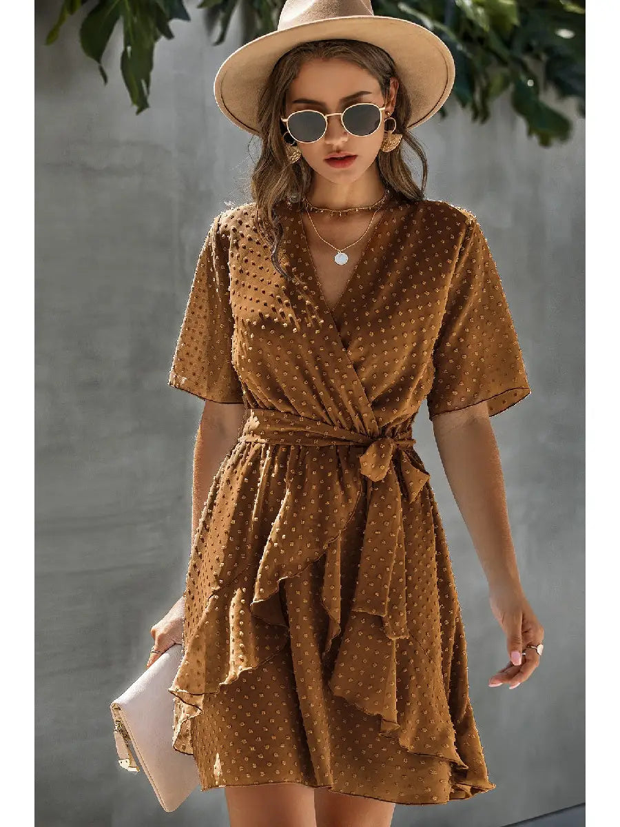 Wrap Ruffle Hem Dress