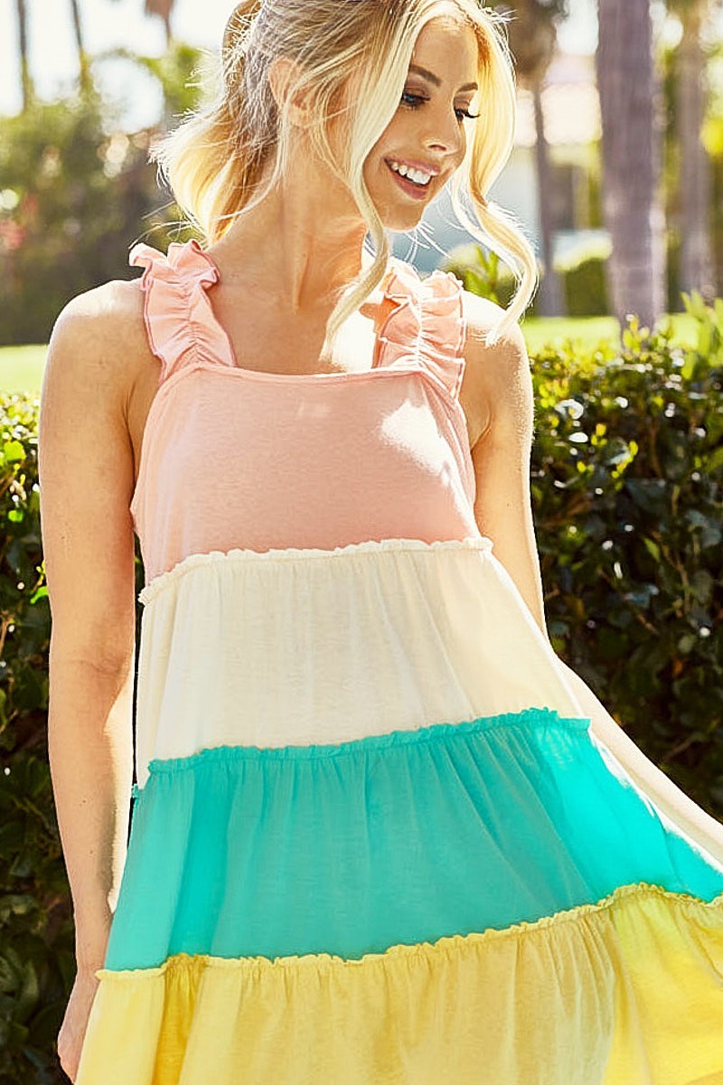 Color Block Ruffle Band Dress