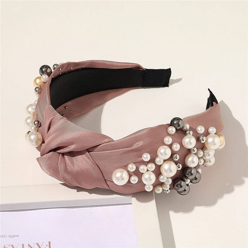 Elegant Wide Brims Pearls Knot Headband