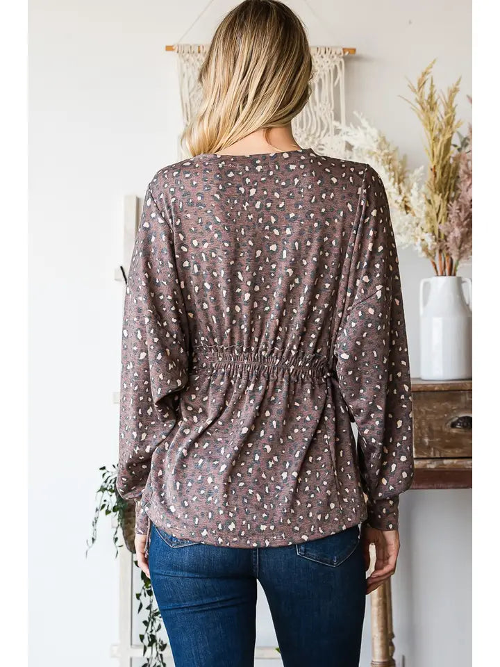 Long Sleeve Ruffle Elastic Waist