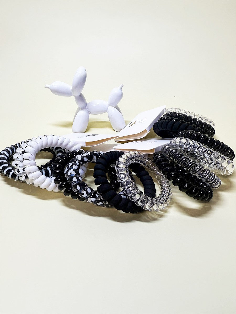 Black Multi Spiral Hair Ties