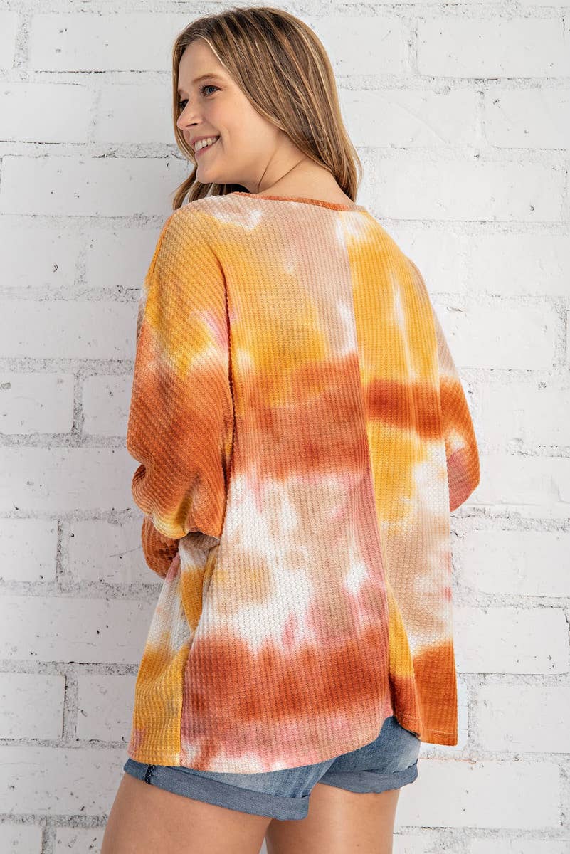 TIE DYE WAFFLE DOLMAN TOP