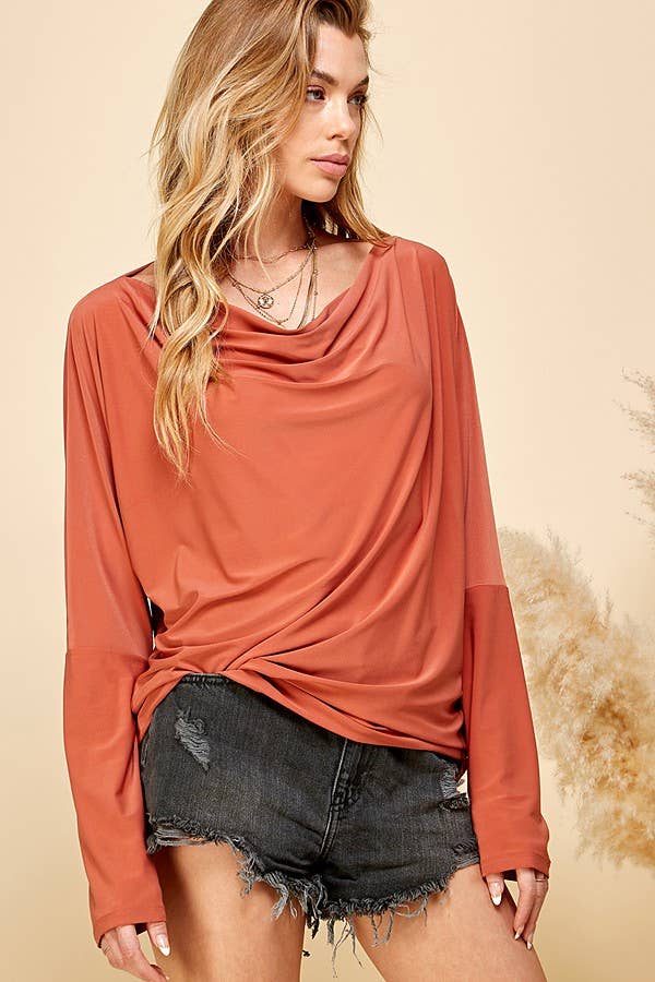 WIDE V NECK SOLID LOOSE TOP