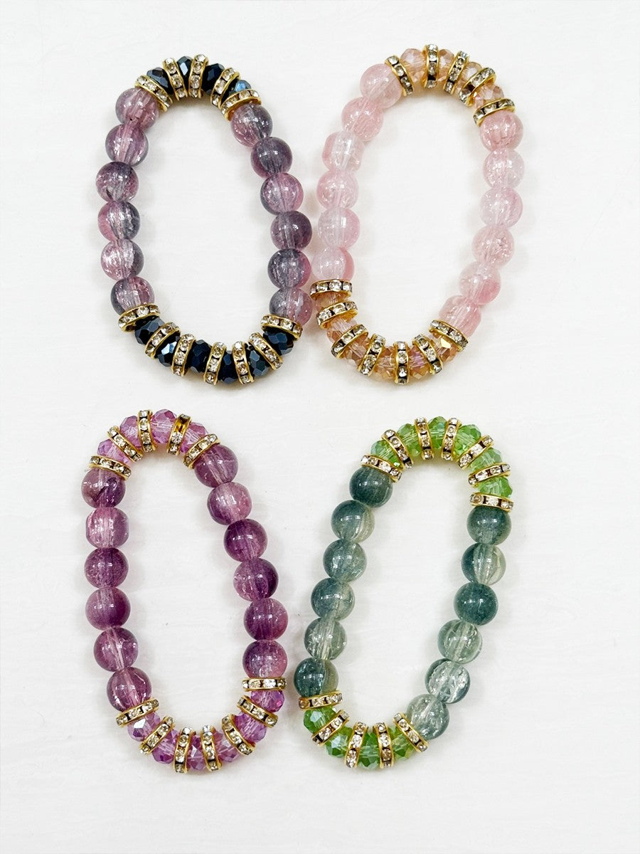 Elegant Bead and Stone Stretch Bracelet