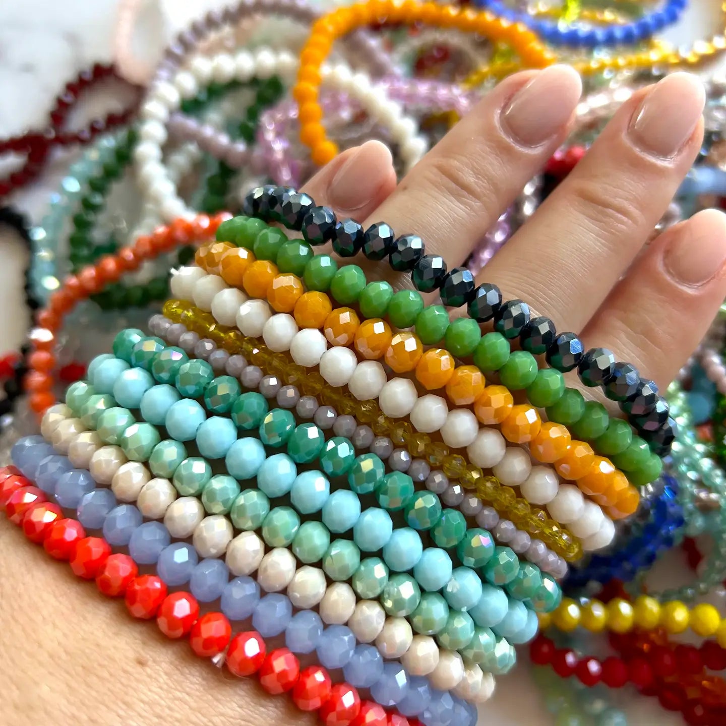 Boho Crystal Beaded Summer Stretchy Bracelets