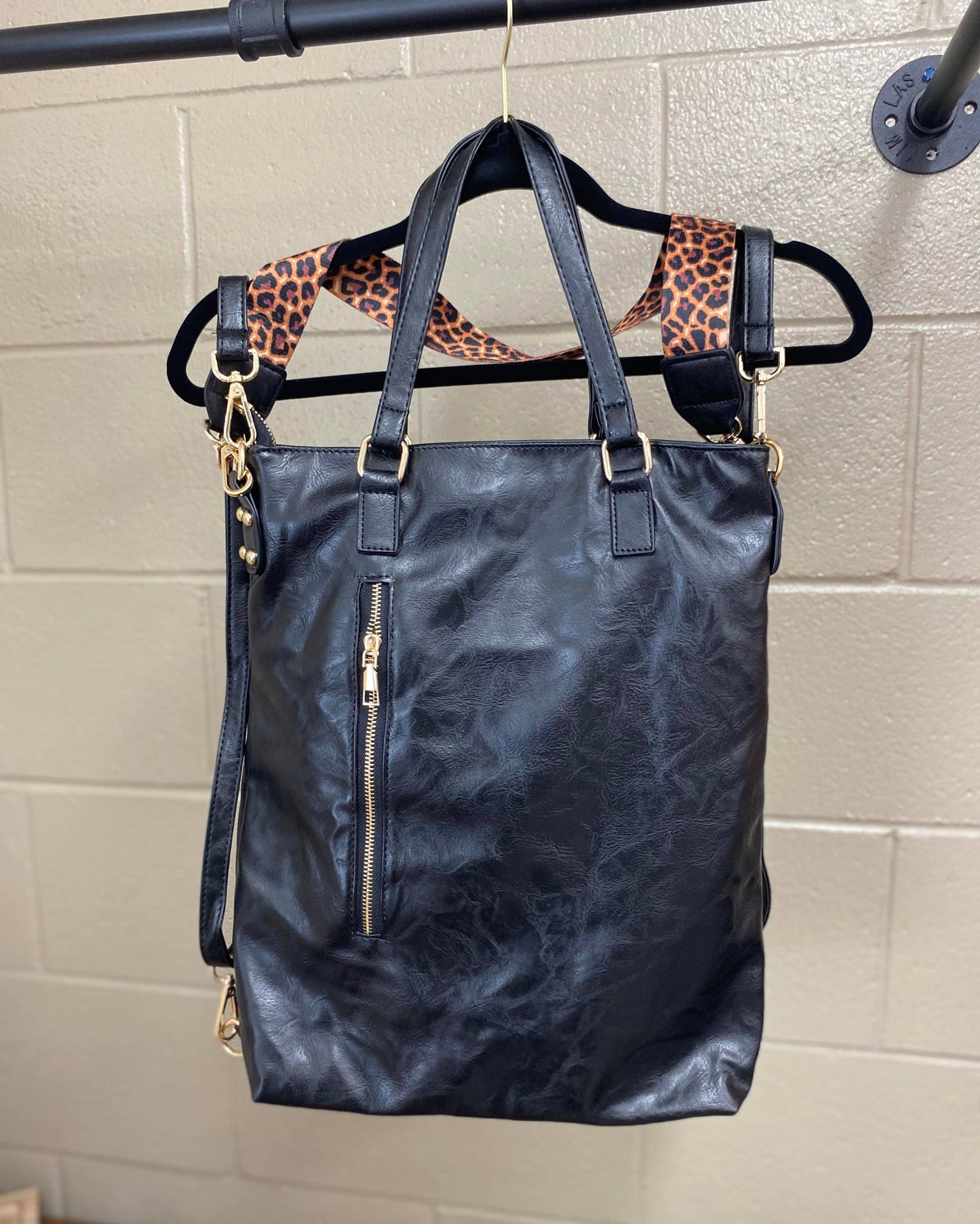 Vegan Leather Backpack Convertible Crossbody Bag