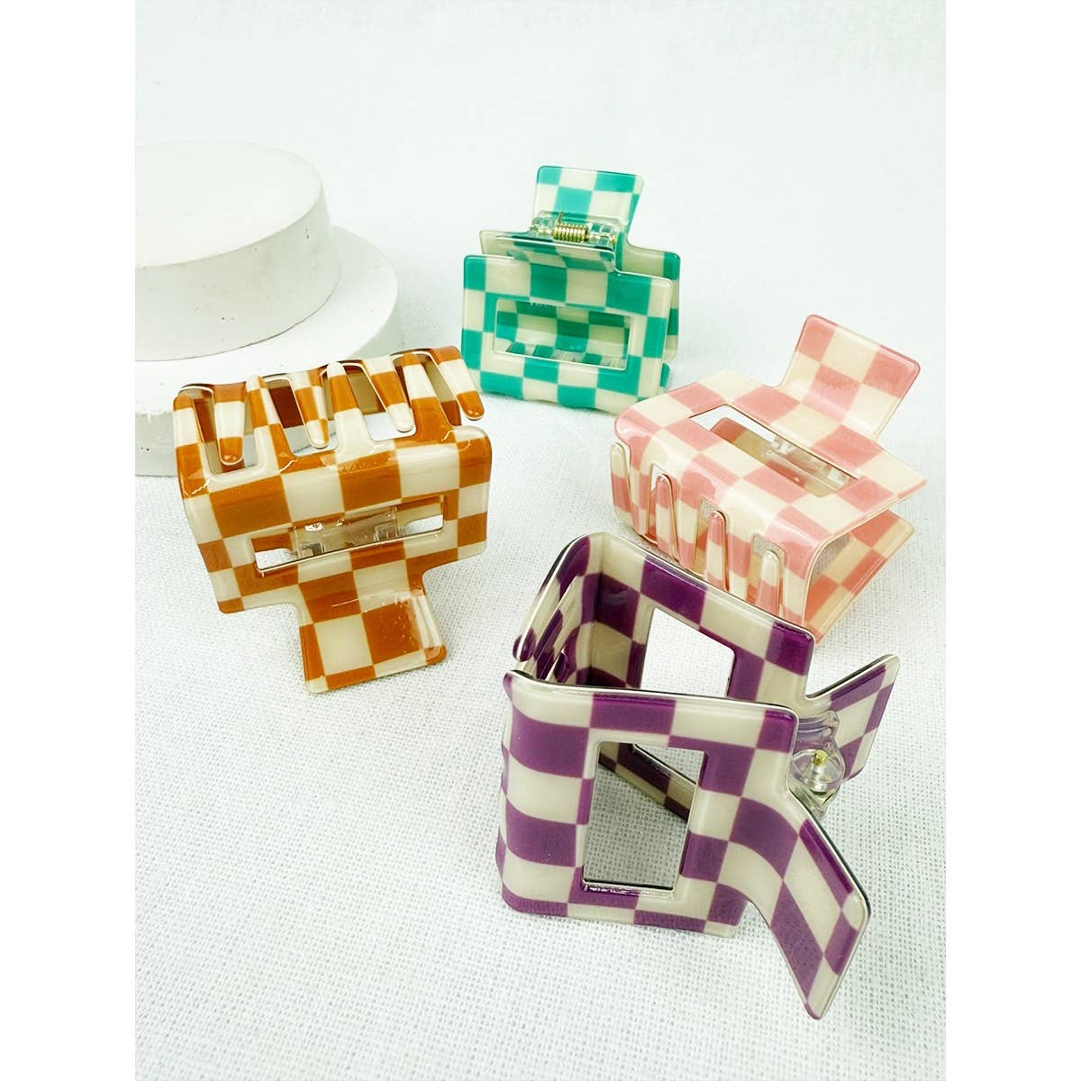 Colorful Checkered Medium Size Hair Claw