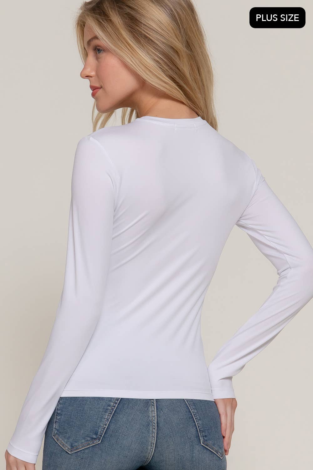Plus Basic Long Sleeve Crew Neck Top