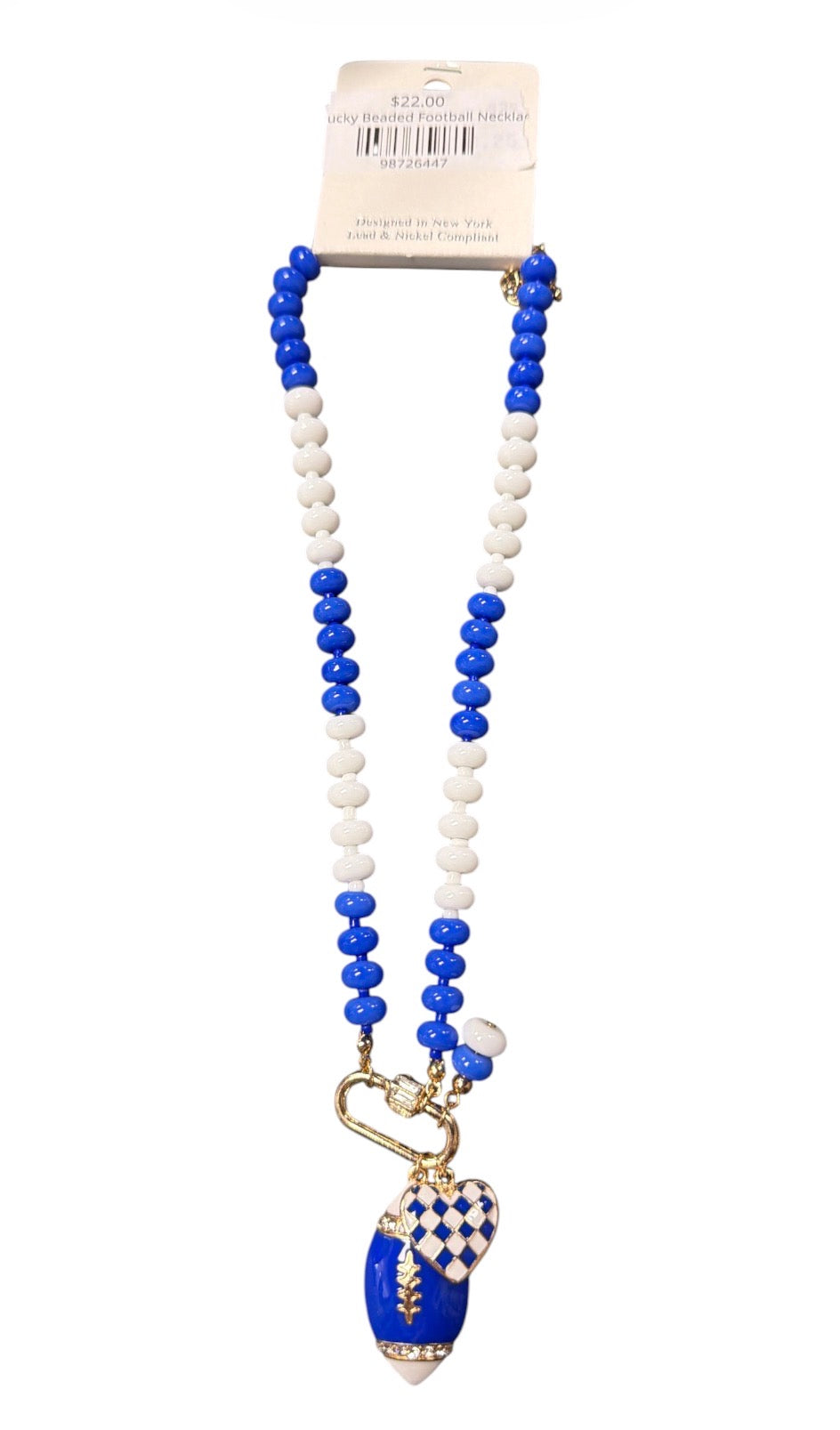 Kentucky Beaded Football Necklace