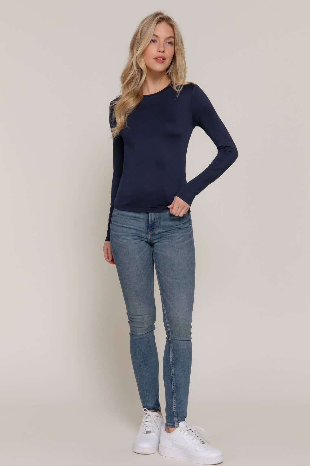 Basic Long Sleeve Crew Neck Top