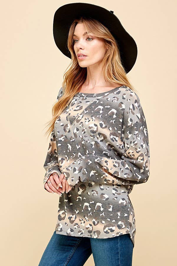 OMBRE CHEETAH LONG SLEEVE TOP