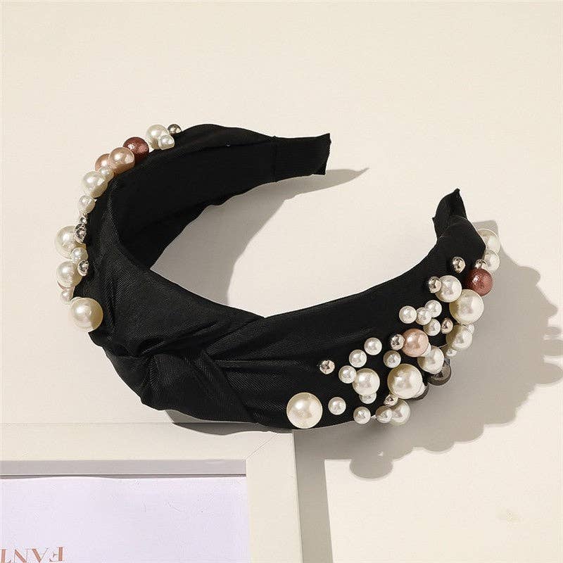 Elegant Wide Brims Pearls Knot Headband