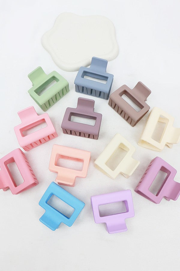 2PK Matte Color Rectangle Hair Clip Set