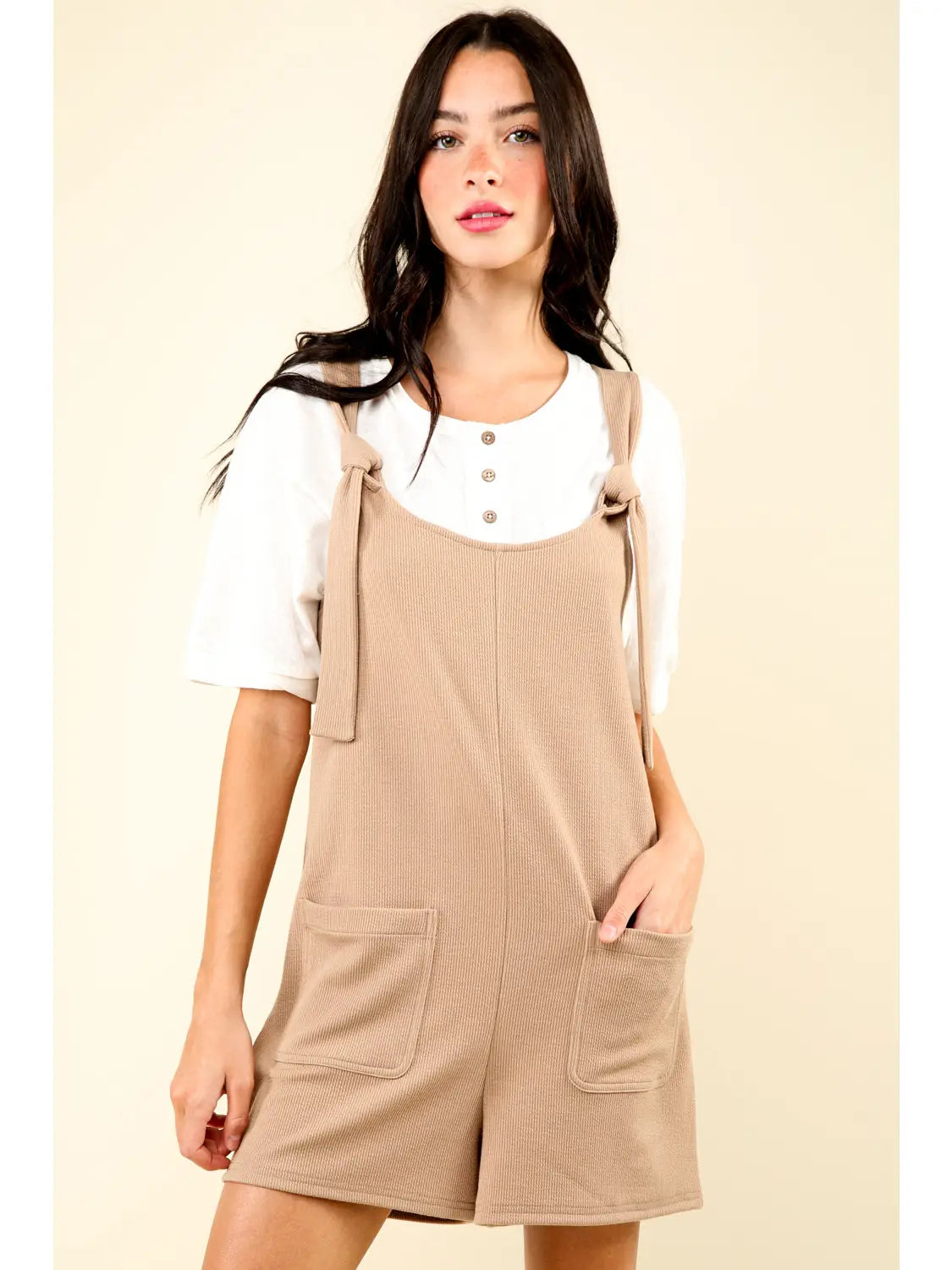 Solid Casual Knit Romper