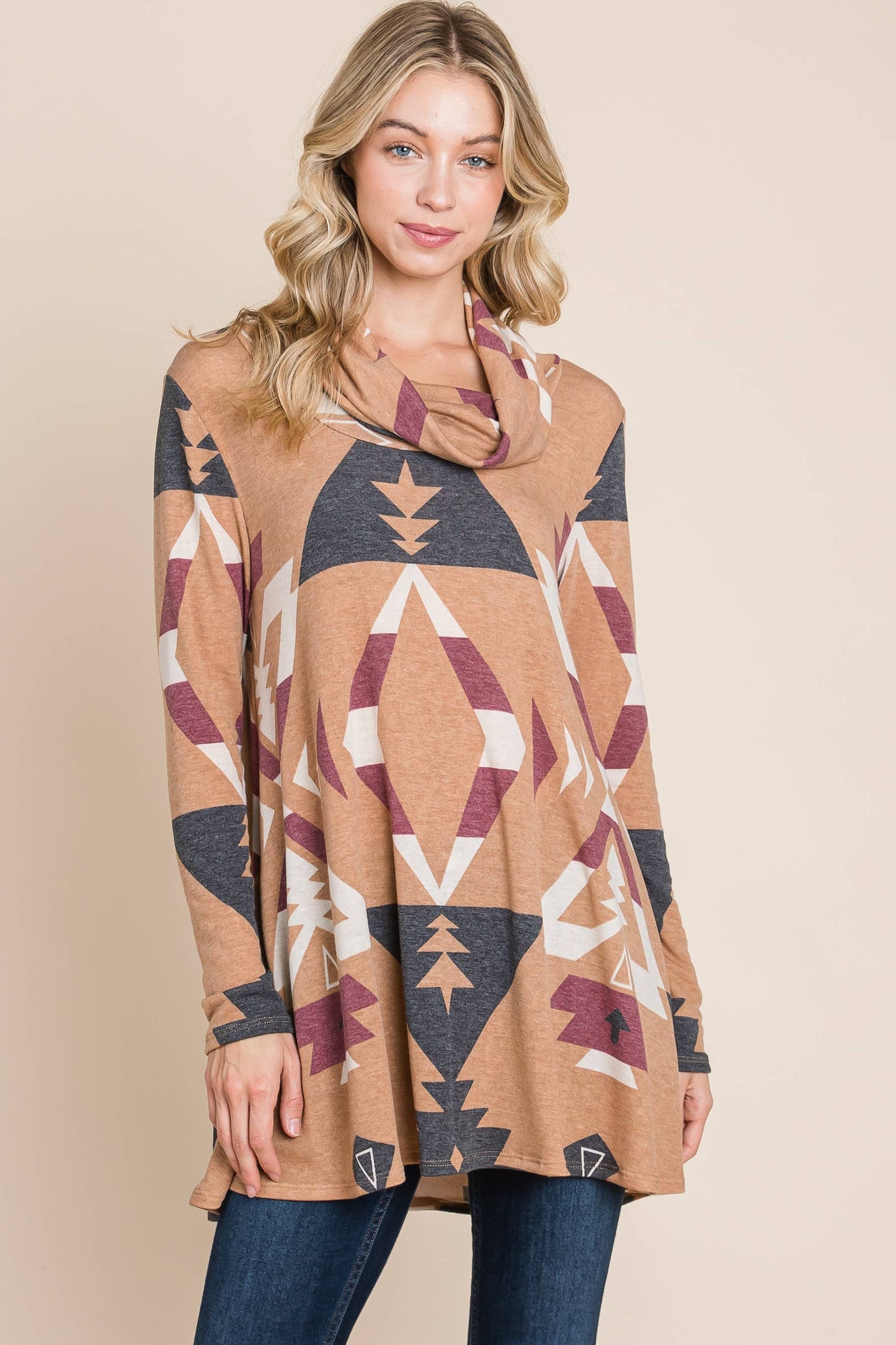 Aztec Cowl Neck Pull Over