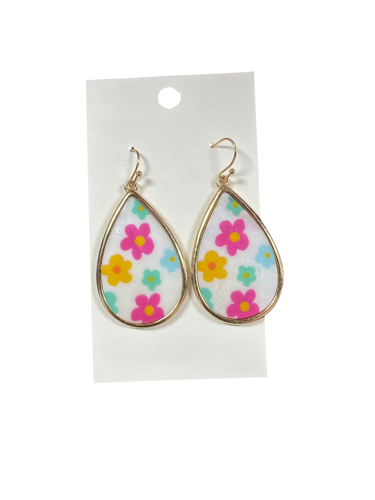 Gold Trim Tear Drop Earring