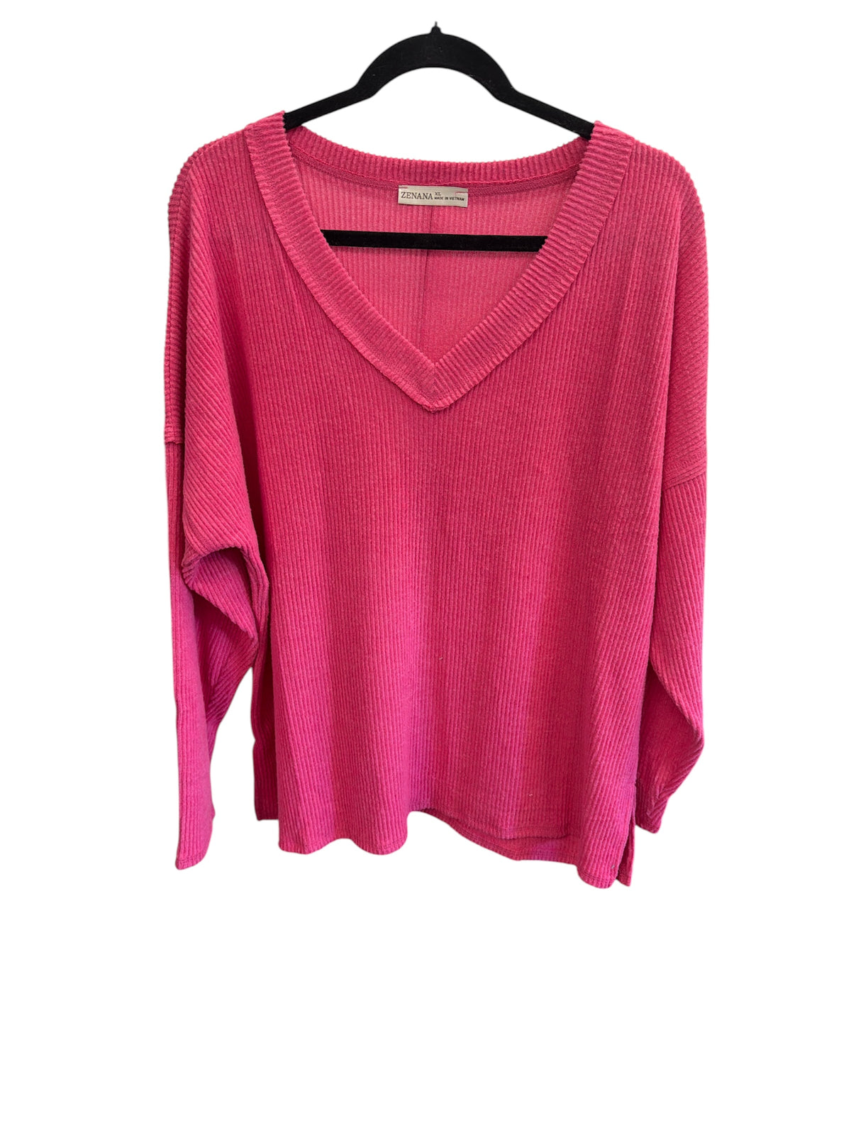 ZENANA PINK VNECK SWEATER