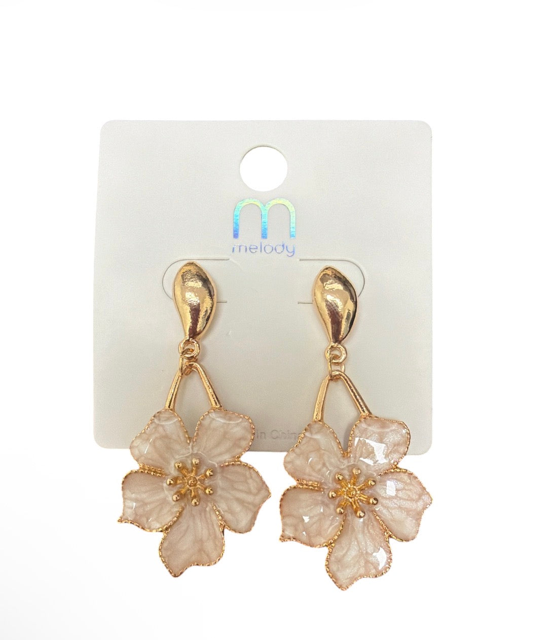 Gold Drop Flower Earring