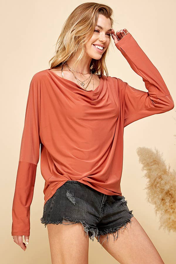 WIDE V NECK SOLID LOOSE TOP