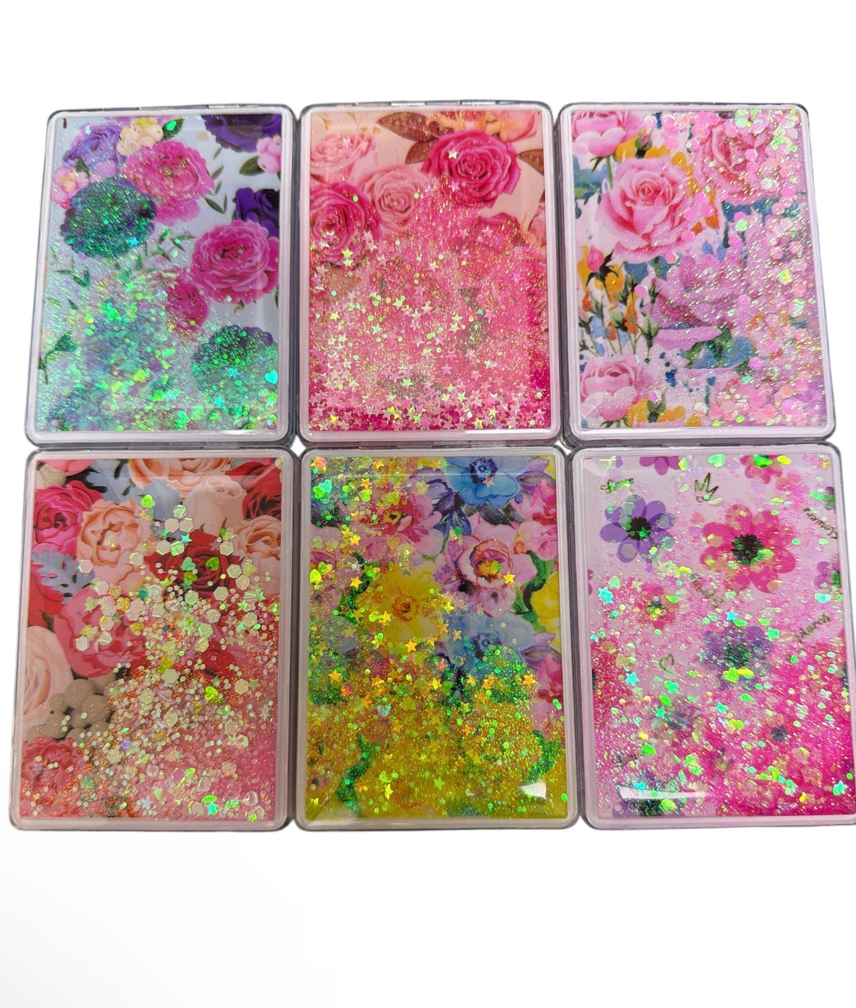 Floral Glitter Compact Mirror