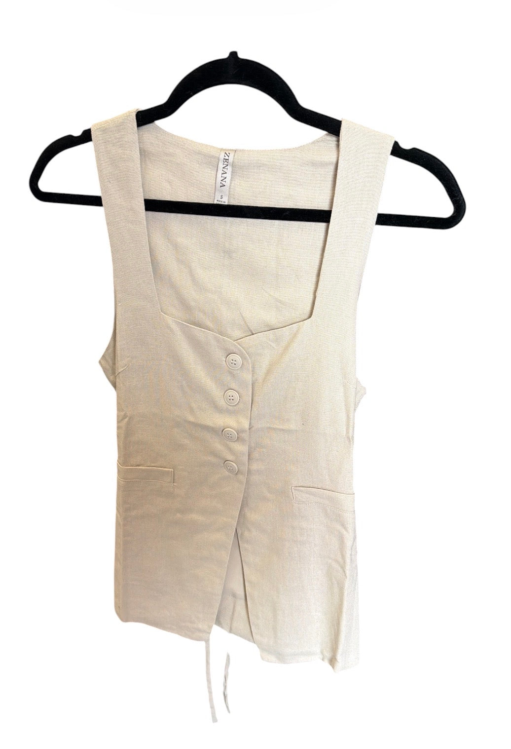 Zenana Button Oatmeal Vest