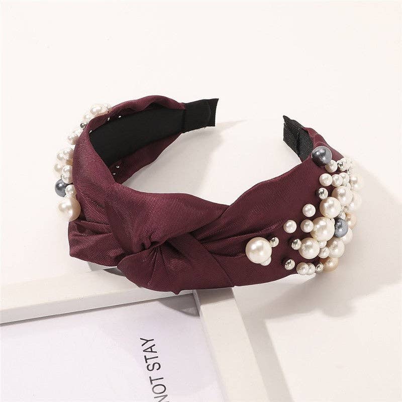 Elegant Wide Brims Pearls Knot Headband