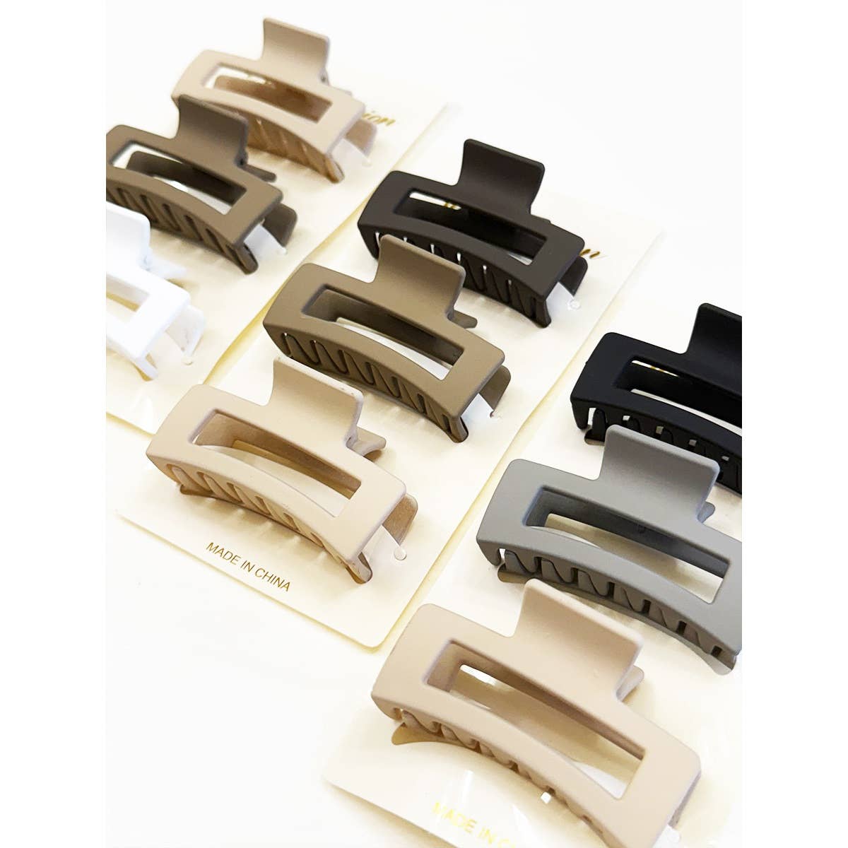 Neutral Color Mini Rectangle Hair Claw Set