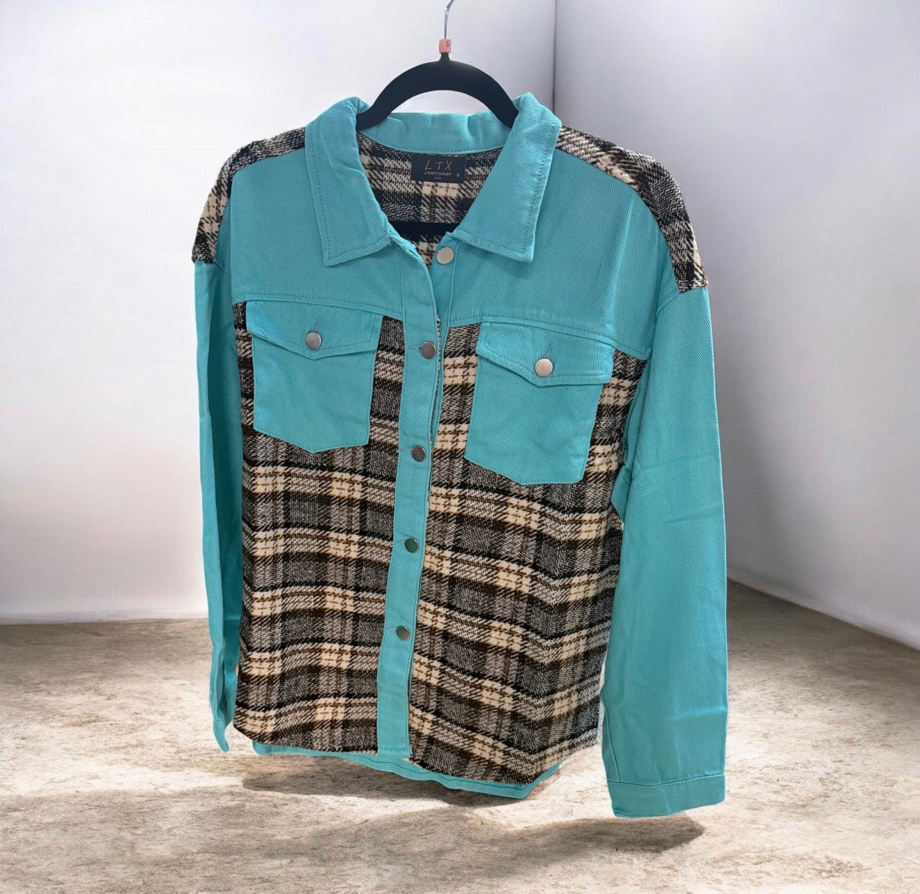 Teal Denim Shacket
