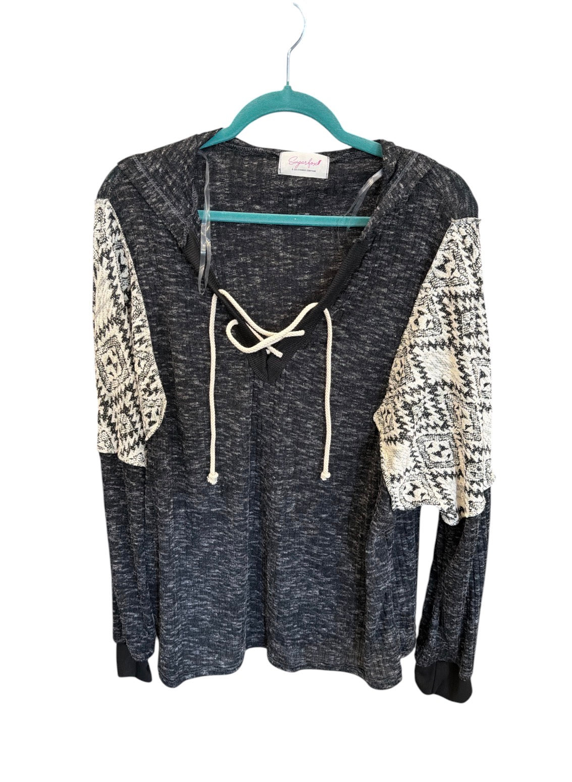 Aztec Tie Front Hoodie