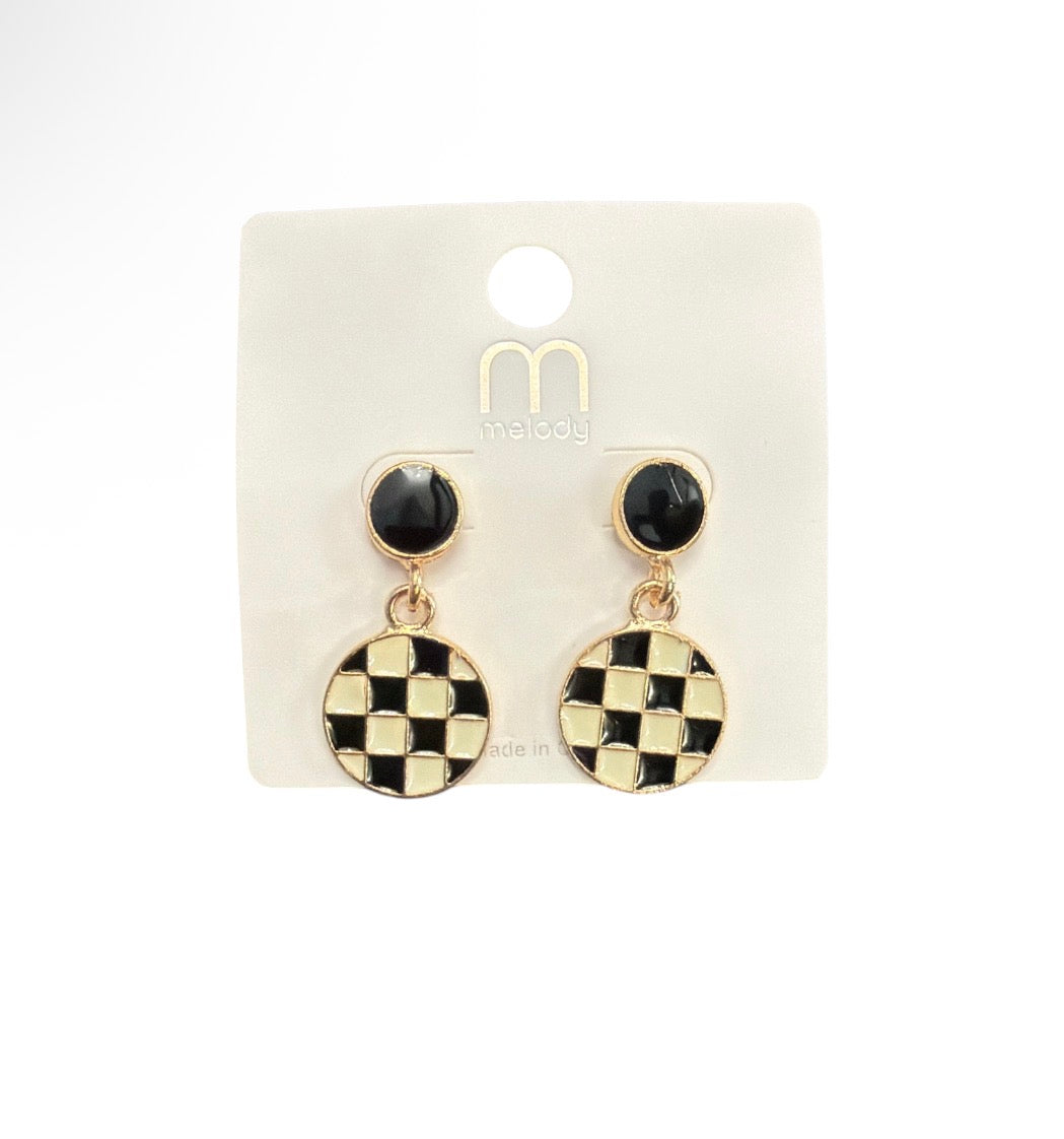 Circle Checker Earring
