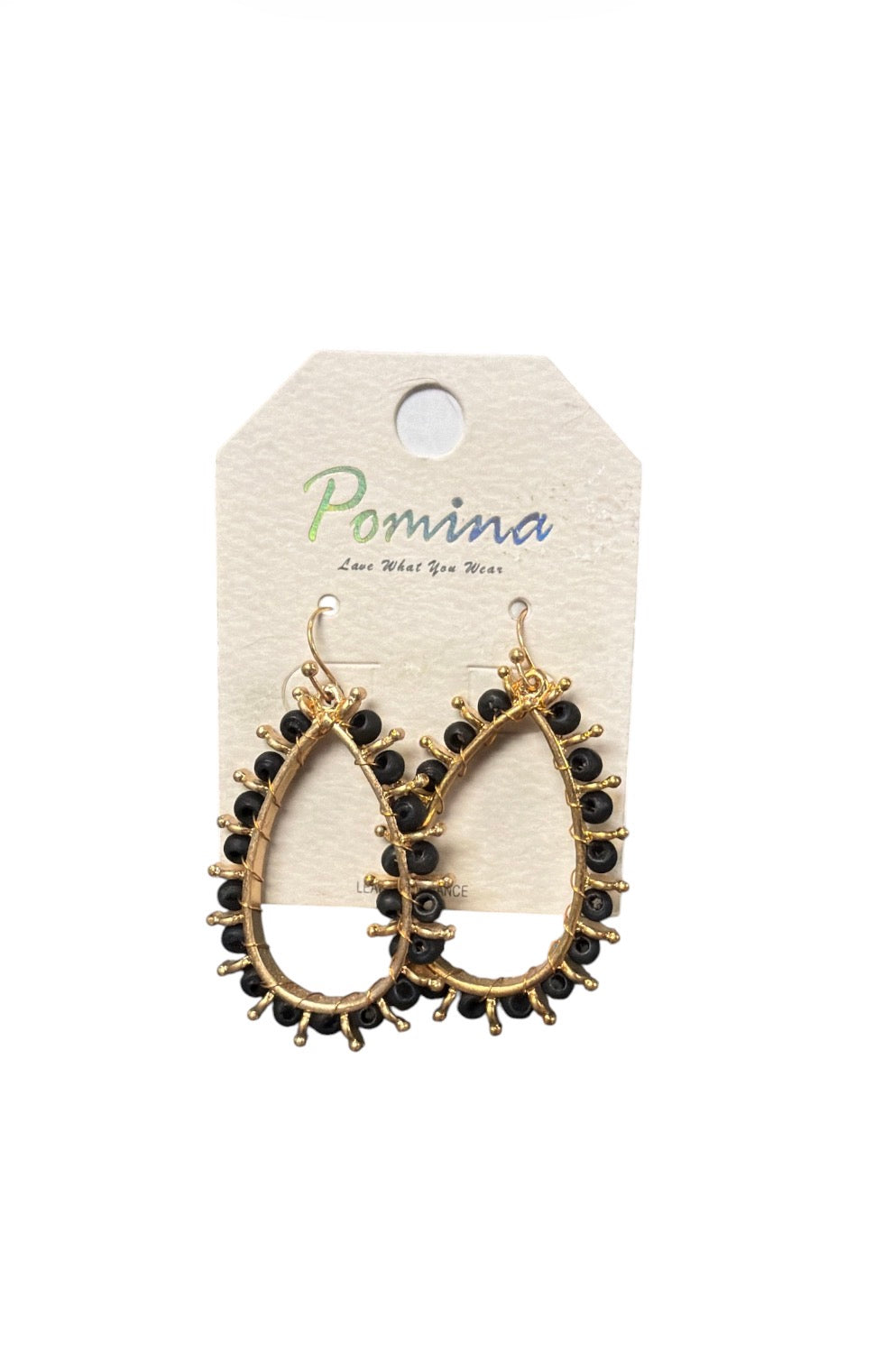 Black Beaded Teardrop Earrings