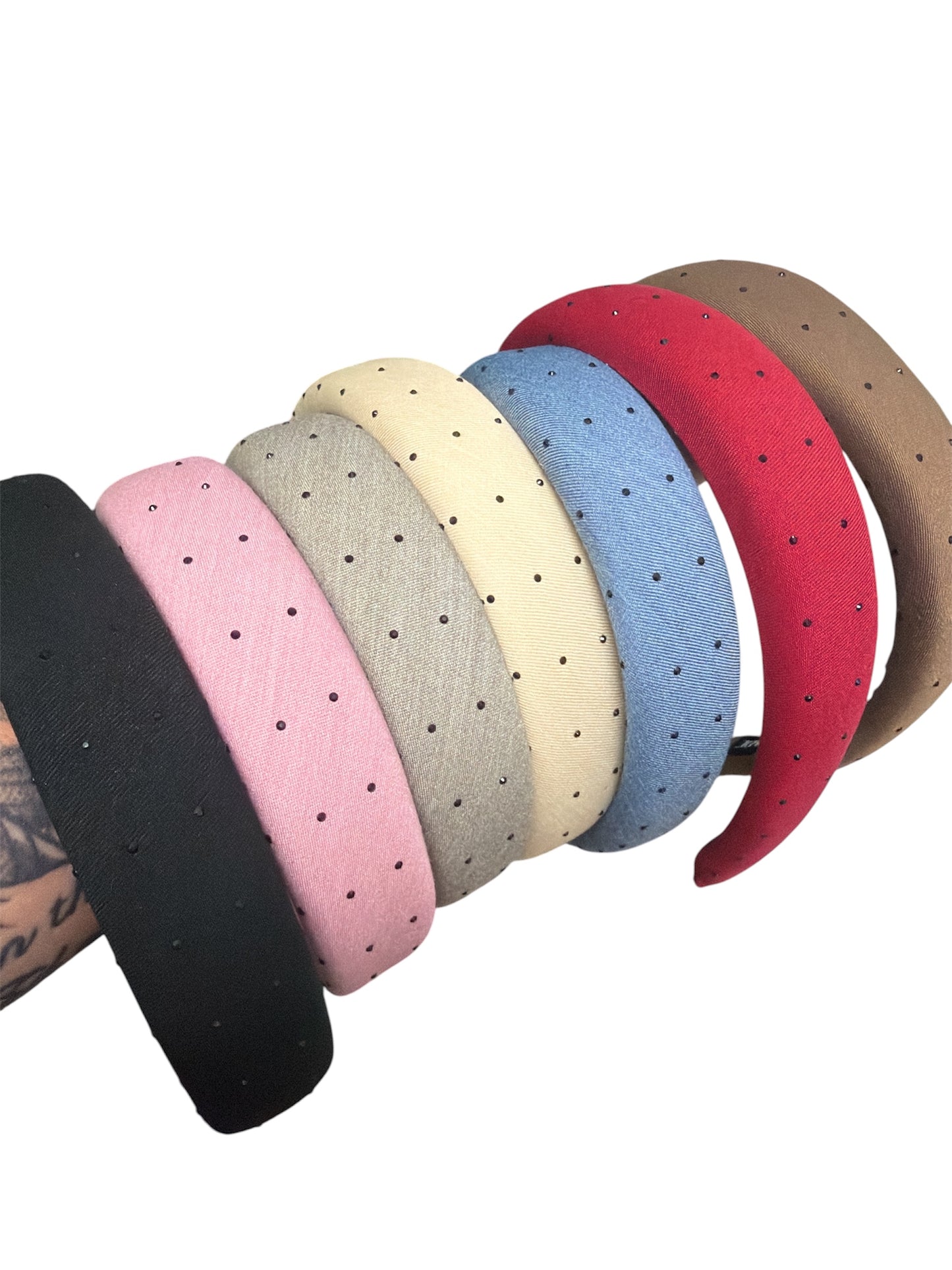 Black Rhinestone Padded Headbands