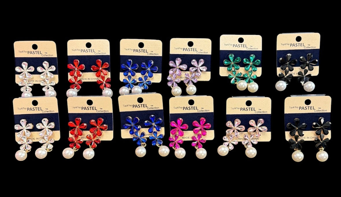 Bling Flower Pearl Earring