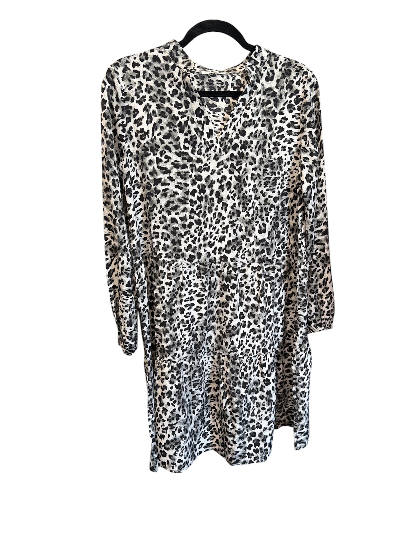 Leopard Vneck Gray Dress