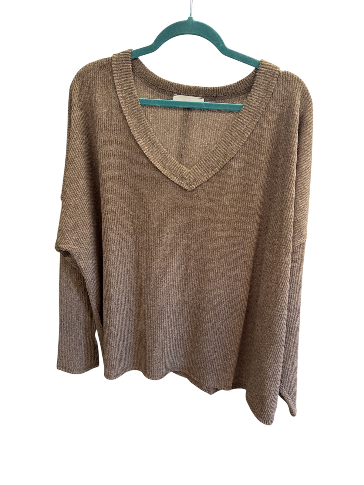 ZENANA BROWN VNECK SWEATER