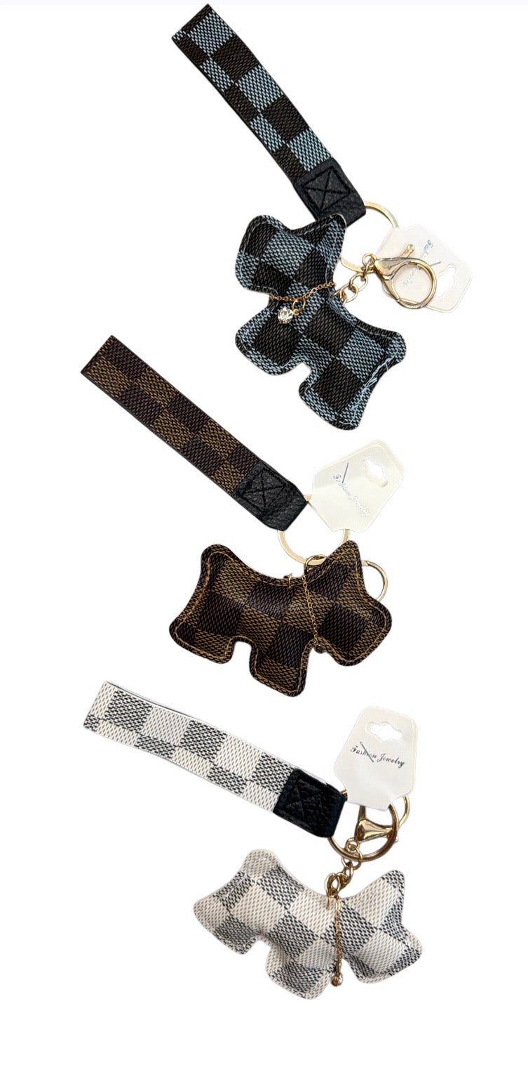 Checker Puff Dog Bag Charm