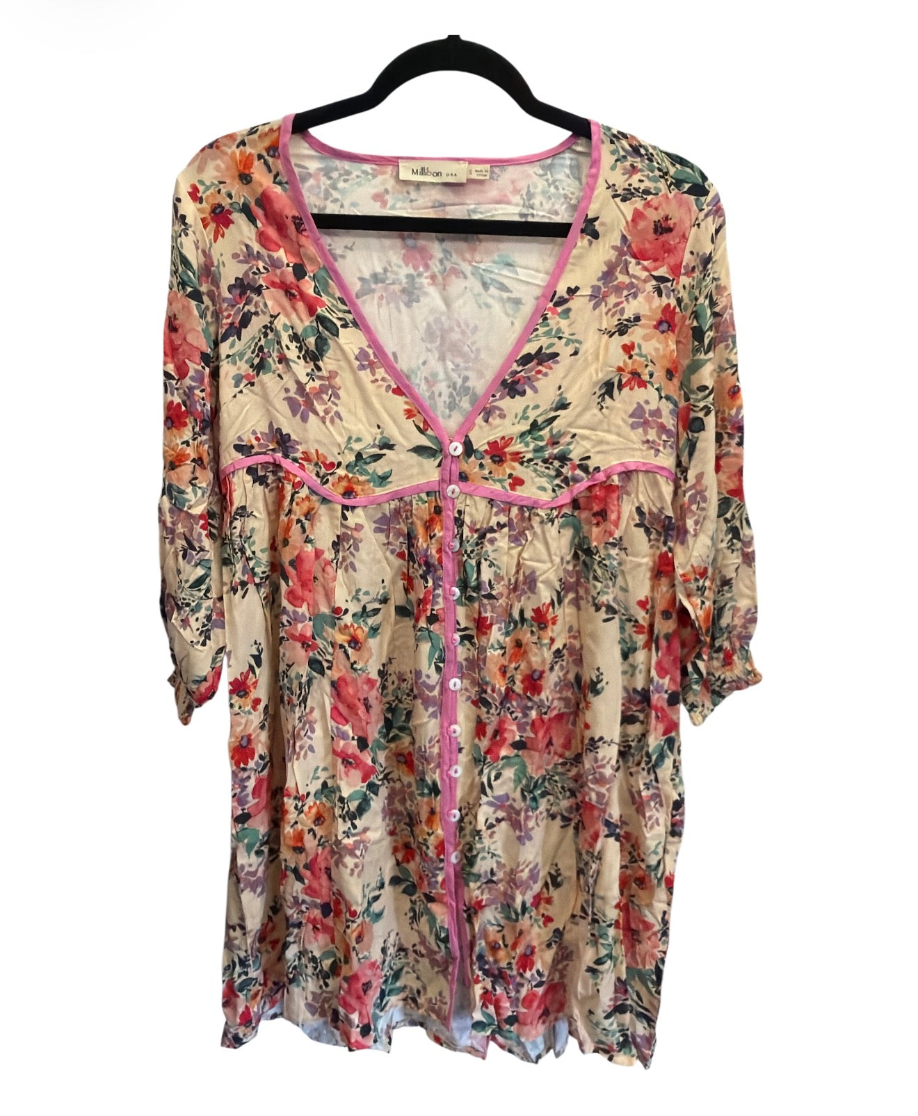 Pink Floral Button Down Dress