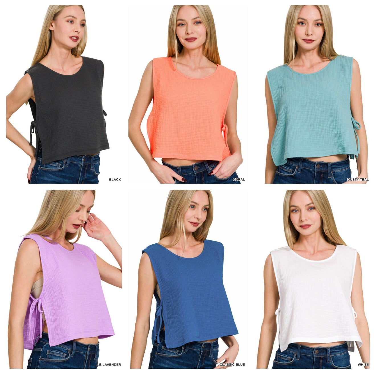 Zenana Gauze Tie side Top