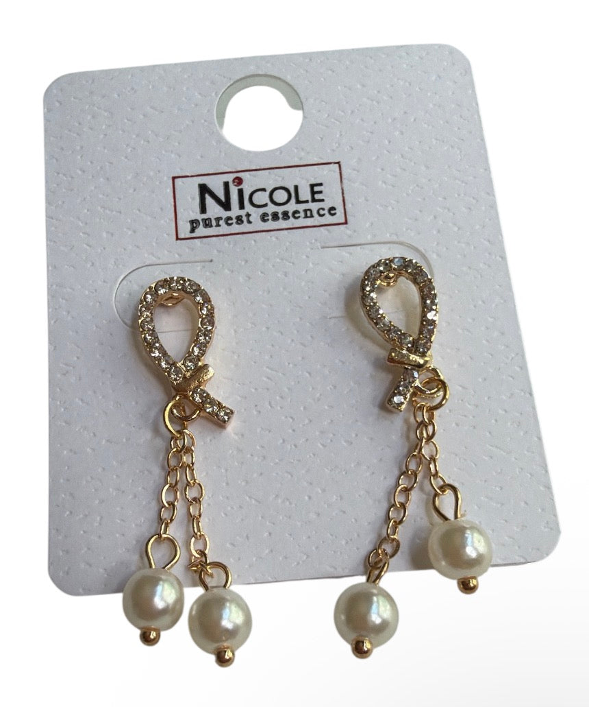 Rhinestone Drop Pearl Earrings