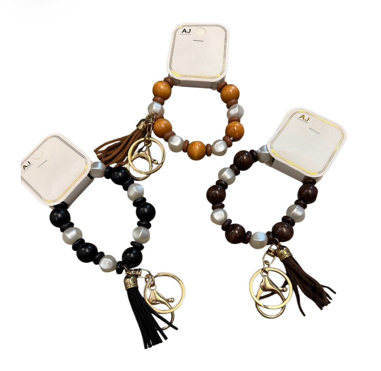 Beaded Wood Wristlet