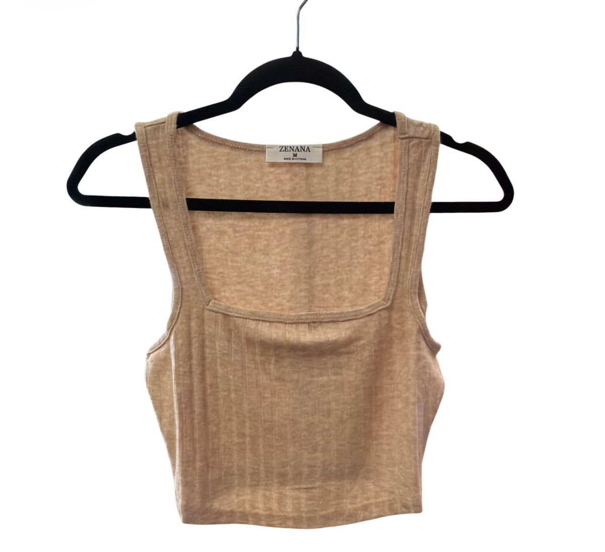 Zenana Beige Ribbed Crop Top